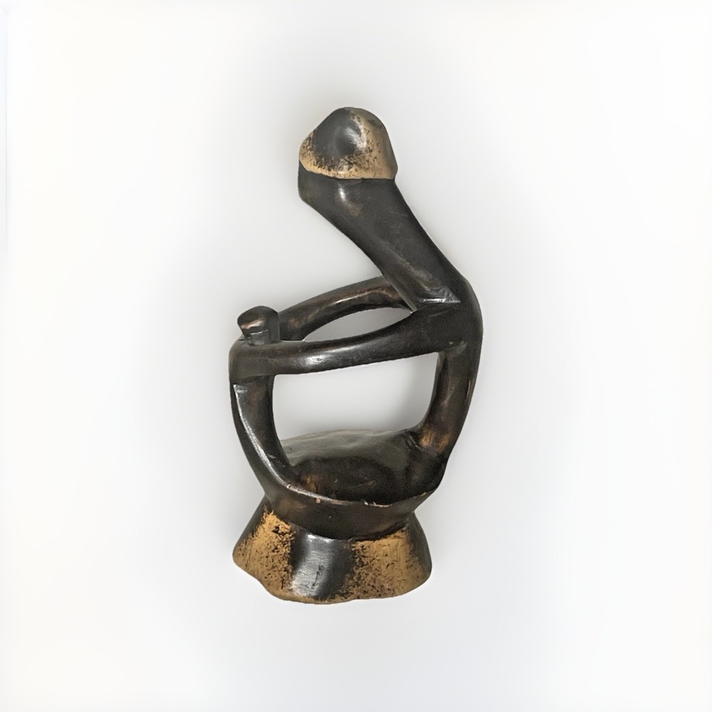 African Vintage Hand-Carved Abstract Figure – Solid Ebony/Mahogany‎ Wood